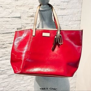 Coach Limited Edition Red Leather Tote Bag